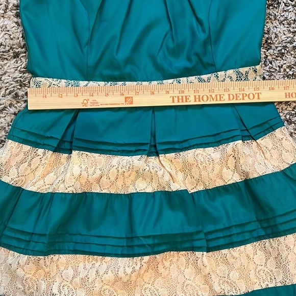 Ryu Anthropologie emerald green/ cream woman Dress size large - Picture 15 of 15